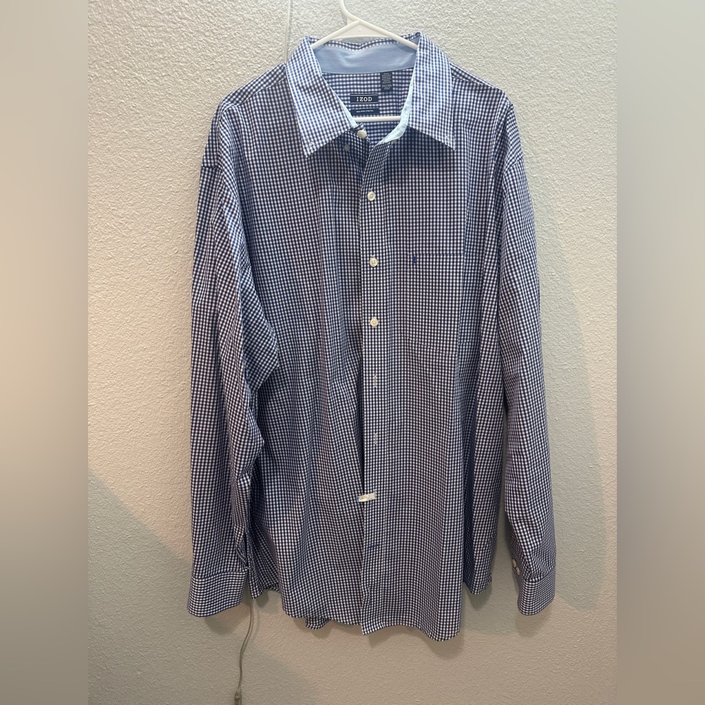 Men's Blue Checkered Izod Shirt